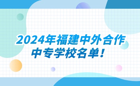 2024年福建中外合作中专学校名单