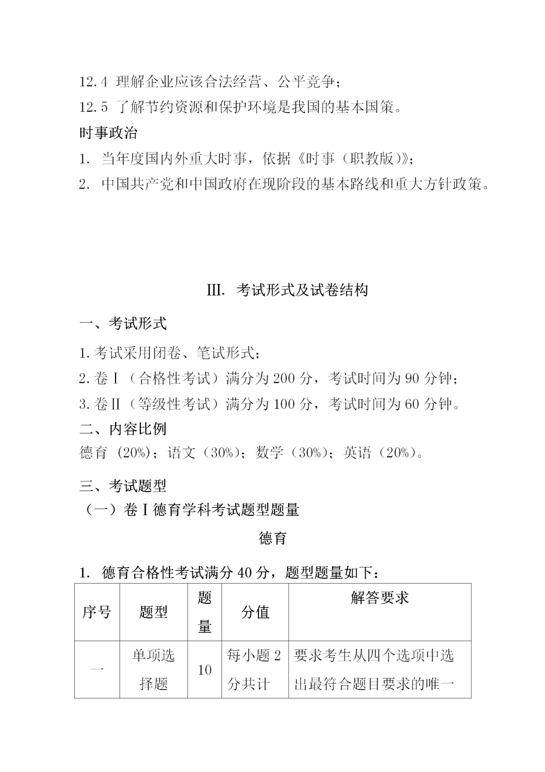 福建中职学考大纲：《植物生产与环境》